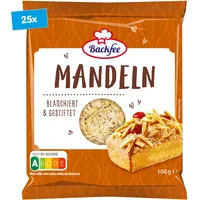 Backfee Mandeln gestiftet 100g, 25er Pack