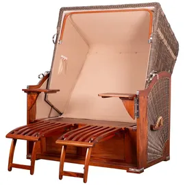 Mr. Deko bene living Strandkorb Komplettset Schaalsee Mahagoni PE grau Modell 522