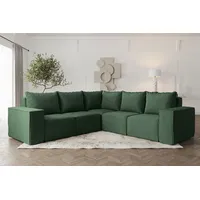 Fun Möbel Ecksofa Designersofa ESTELLE in Stoff Poso Grün