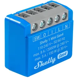 Shelly 1 Mini Gen4 1-Kanal-Relais WLAN-gesteuerter Smart-Schalter max. 8A, WLAN, Matter, Zigbee, BT, unterputz