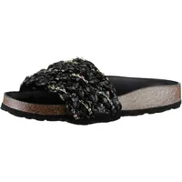 VERBENAS Pantolette »RICA TRENZA RAFIA BRILLOS«, Sommerschuh, Poolslides, Schlappen mit Leder-Fußbett schwarz , 87432228-38