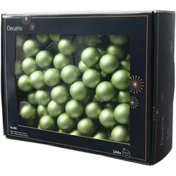 144 Glaskugeln am Draht 2,5cm Weihnachtskugeln Spiegelbeeren matt - kleine Dekokugeln Christbaumschmuck Weihnachtsdeko Grüntee