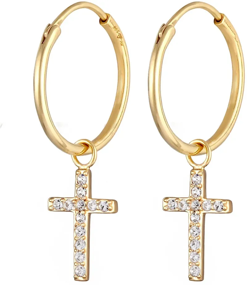 Elli Creolen Kreuz Glaube Religion 925 Silber Ohrringe Damen