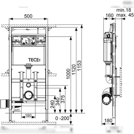 TECE TECElux WC-Modul 200 Bauhöhe 1120 mm,, 9600200