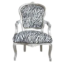 Casa Padrino Barock Salon Stuhl Zebra/Silber