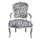 Casa Padrino Barock Salon Stuhl Zebra/Silber