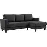 Homcom Ecksofa Couch mit Chaiselongue Sofa L Form mit Cord-Optik Dunkelgrau Kunststoff, 214x134 cm Wohnzimmer, Sofas & Couches, Wohnlandschaften, Ecksofas