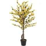 Europalms Forsythienbaum mit 3 Stämmen, Kunstpflanze, gelb, 120cm | Blühender Forsythienbaum