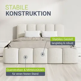 Juskys Polsterbett Catania 180 x 200 cm Creme inkl. Matratze