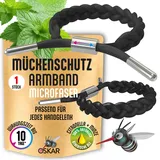 OSKAR - Stylisches Mückenschutz Armband Erwachsene, 1er Pack zur Mückenabwehr - Schwarz geflochten - Anti Mücken Schutz, extrem effektiv & Wiederverwendbar | Mückenarmband für Camping & Festival