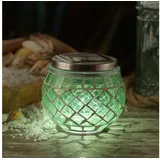 MARELIDA Solarleuchte Glas H: 9 cm 1er Set grün