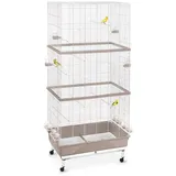 PETGARD Kleintierkäfig XL Vogelvoliere Zimmervoliere Vogelkäfig mit Rollen 79,5x48,5x171 cm, Vogelhaus mit Rollen 79,5 x 48,5 x 171 cm beige|silberfarben