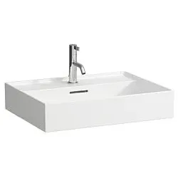 LAUFEN Kartell Aufsatzwaschtisch H8163330001041, 60x46cm, weiß, mit Überl. & Hahnl., Saphirkeramik