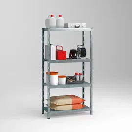 SCHULTE Regalwelt Steckregal Metall 195 x 100 x 50 cm Silber 4 Böden