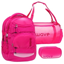 Wave Schulrucksack Infinity, Schultasche, ab 5. Klasse, 3tlg. Set, für Mädchen und Jungen Teenager rosa