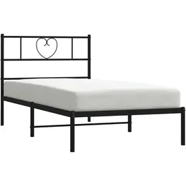 vidaXL Bettgestell mit Kopfteil Metall Schwarz 140x190 cm