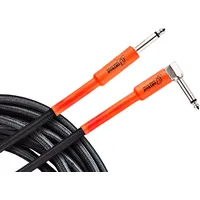 Ortega Guitars Economy Series Cable - Instrumentenkabel - Länge 1,5 m - Gewinkelt und Gerade - Mantel aus Nylon, Schwarz und Orange (OECI-5)