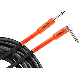 Ortega Guitars Economy Series Cable - Instrumentenkabel - Länge 1,5 m - Gewinkelt und Gerade - Mantel aus Nylon, Schwarz und Orange (OECI-5)