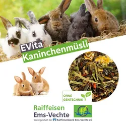 EVita Kaninchenmüsli 20kg, Kaninchenfutter Müsli für Kaninchen ohne Gentechnik