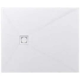 doporro Duschwanne Duschtasse 100x120x3cm aus Mineralguss in Weiß Rechteckig DIN-Anschlüsse für bodenebene Montage geeignet Geoma09