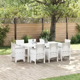 vidaXL Garten Essgruppe 9 pcs Weiß Polt Rattan - Weiß