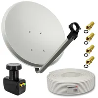PremiumX Satelliten-Komplettanlage 60cm Satellitenschüssel SAT Twin LNB bis 2