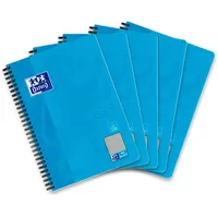 Oxford Touch Collegeblock B5 (17,6x25 cm) liniert mit Rand, 160 Seiten, aqua, 5 Stück
