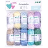 Gründl Wolle Cotton Quick Mini Shades of Pastell Set zum Stricken und Häkeln 10 x 15 g, 100% Baumwolle, 15 g / 37 m, Pastellfarben