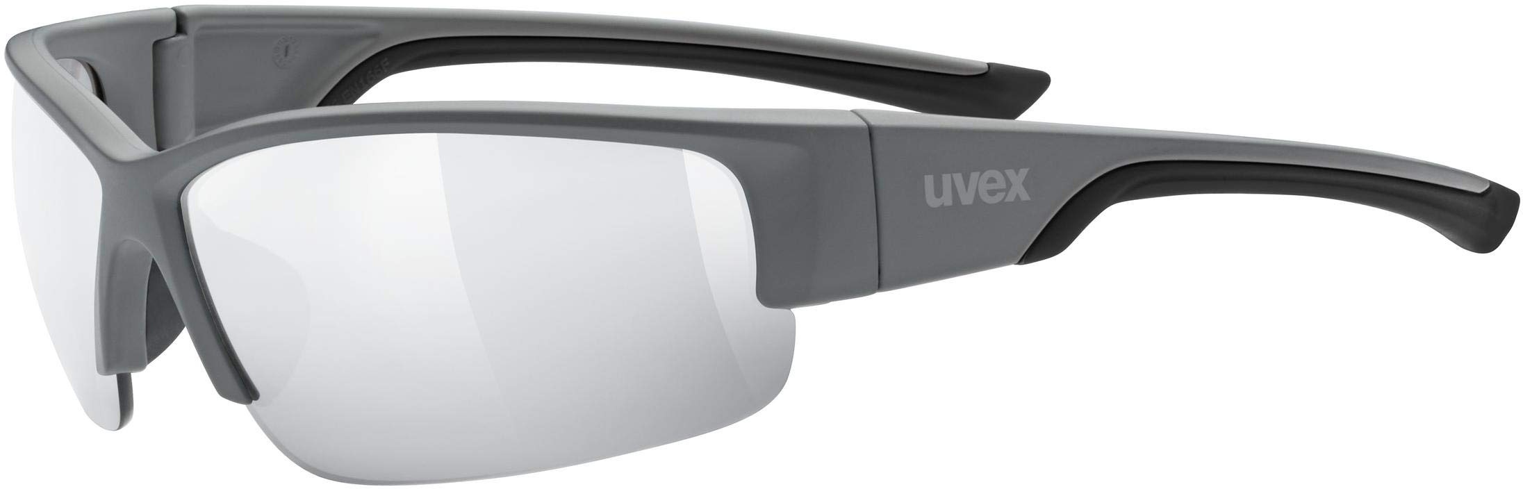 uvex sportstyle 215 - Sportbrille für Damen und Herren - verspiegelt - druckfreier & perfekter Halt - grey matt/ltm. silver - one size