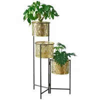 [en.casa] Blumenständer Verrebroek Schwarz/Messingfarben [en.casa]