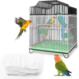 JEYORZY 1pcs Vogelkäfig Abdeckung, Einstellbar Vogelkäfig Abdeckung, Vogelkäfig Samenfänger, Schutznetz für Vogelkäfig, Papageien Nylon Mesh Geeignet für Käfige mit einem Umfang von 182-200cm, Weiß-XL