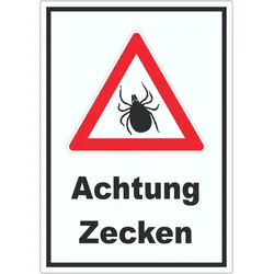 Achtung Zecken Aufkleber A7 (74x105mm)