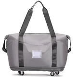 Damen Softside Untersitz Roll-Arbeitstasche Reise Duffel Bag Sport Tote Gym Bag auf 4 Rollen, grau