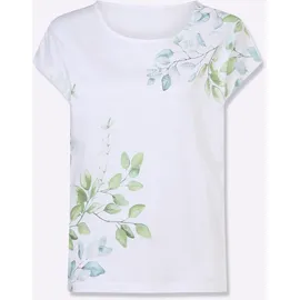 Lady Rundhals-Shirt Weiß/Eucalyptus 38