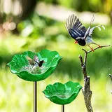 2 Stück Gartenstecker Aus Metall, Vogeltränke Stehend Groß, Handgefertigt Blumenform Vogeltränke Winterfest Insektentränke Bienentränke Bienenbad Und Bestäuberwasserstation Gartenfiguren,8 X 60 cm