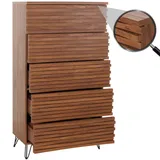 Mendler Kommode HWC-M49, Highboard Schrank, 3D-Design 5 Schubladen MDF Metall 145x80x44cm ~ Walnuss-Optik