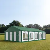 TOOLPORT PRO 5x10m Partyzelt 5x10 m premium, hochwertige pvc Plane 750 n mit grünem Dach 100% wasserdicht mit Bodenrahmen