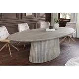 riess-ambiente Esstisch ART DECO 220cm smoke grau - Mangoholz, Säulengestell, Rillenstruktur (Einzelartikel, 1-St), Massivholz Konferenztisch für 8 Personen - ideal für Wohn- & Esszimmer grau
