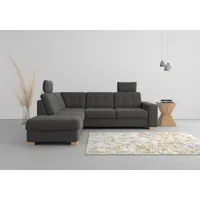 sit&more Ecksofa SIT & MORE "Quincy L-Form", grau (dunkelgrau), B:249cm H:82cm T:213cm, Sofas, Ecksofa, wahlweise mit Bettfunktion und Bettkasten