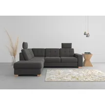 sit&more Ecksofa SIT & MORE "Quincy L-Form", grau (dunkelgrau), B:249cm H:82cm T:213cm, Sofas, Ecksofa, wahlweise mit Bettfunktion und Bettkasten