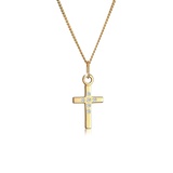 Elli DIAMORE Halskette Damen Kreuz Glaube Fein Diamant (0.03 ct.) 585 Gelbgold