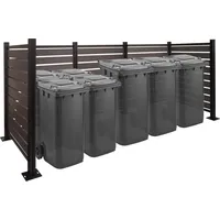 Mendler Alu Mülltonnen-Zaun HWC-K57, Mülltonnenverkleidung, Holzoptik erweiterbar 130x300x110cm -