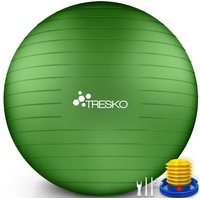 TRESKO Gymnastikball mit GRATIS Übungsposter inkl. Luftpumpe - 75cm, Pumpe, grün