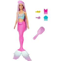 Barbie Meerjungfrauen-Puppe mit ca. 18 cm langen Fantasy-Haaren und Zubehör zum Stylen