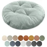 Lsjoaw Sitzkissen Rund 30cm Dicke 8cm 1 Stück Bodenkissen Rund Sitzpolster Stuhlauflage Sitzpolster Stuhlkissen Polster Auflage für Wohnzimmer Büro Konferenzraum Cordstoff (MintgrüN)