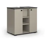 Vicco Waschbeckenunterschrank, Greige, Schwarz, 6 Fächer, Rechteckig, 60x59x37 cm mit 2 Türen