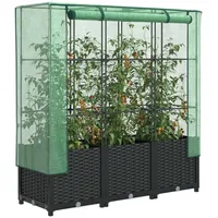 VidaXL Hochbeet mit Gewächshaus-Aufsatz Rattan-Optik 120x40x138 cm