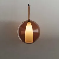 S.luce Hängelampe, Braun, Glas, Rund, 24x45x24 cm, Lampen &