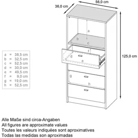 Vladon Pino V3 56 x 125 x 36 cm braun / anthrazit matt