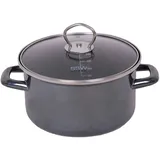 SSW Black Tiger Kochtopf mit Deckel, emailliert, Edelstahlgriffe, Ø 24 cm, 6,1 l